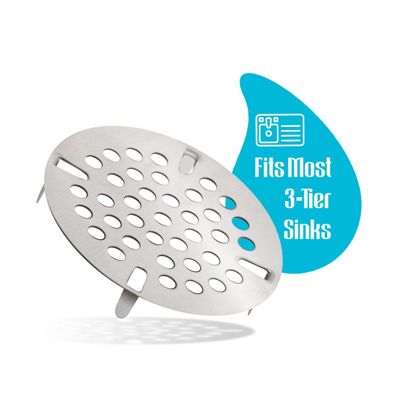 STEADYKLEEN - 3-inch Commercial Sink Strainer, Flat Kitchen Sink Strainer with Tabs, Install on 3-inch Sink Drain, Durable Sink Strainer Basket Alternative for Twist Waste Drain on 3 Compartment Sink - Image 5